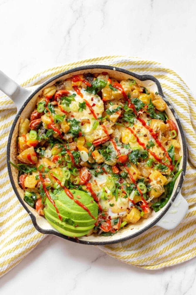 Breakfast Hash Recipe Potatoes Chorizo Eggs Avocado Easy Brunch Recipes UK Blogger